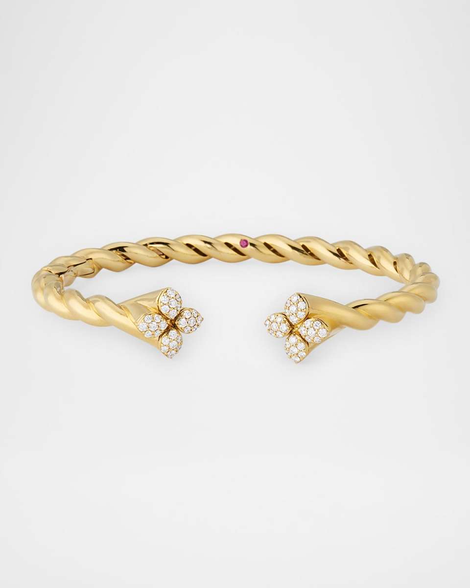 18K Yellow Gold Love in Verona Diamond Twist Bangle Bracelet
